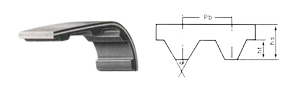 Rubber timing belt tooth profile diagram — Classical MXL–XXH