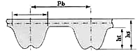 Rubber timing belt tooth height diagram — RPP/HPPD