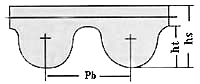 Rubber timing belt tooth pitch diagram — STPD/STS